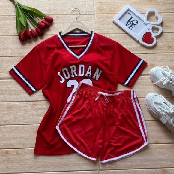 Jordan Red Shirt + Small Shorts (One size) - Picture 2 of 4